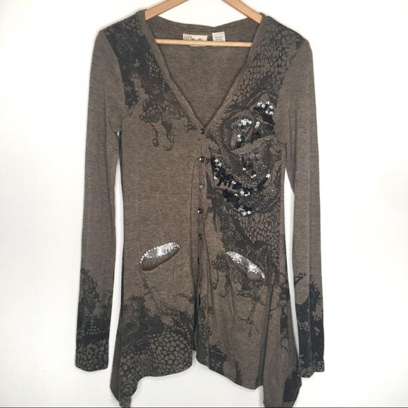 Miss Me Sweaters - Miss Me Sweater Embellished Sequined Bling S